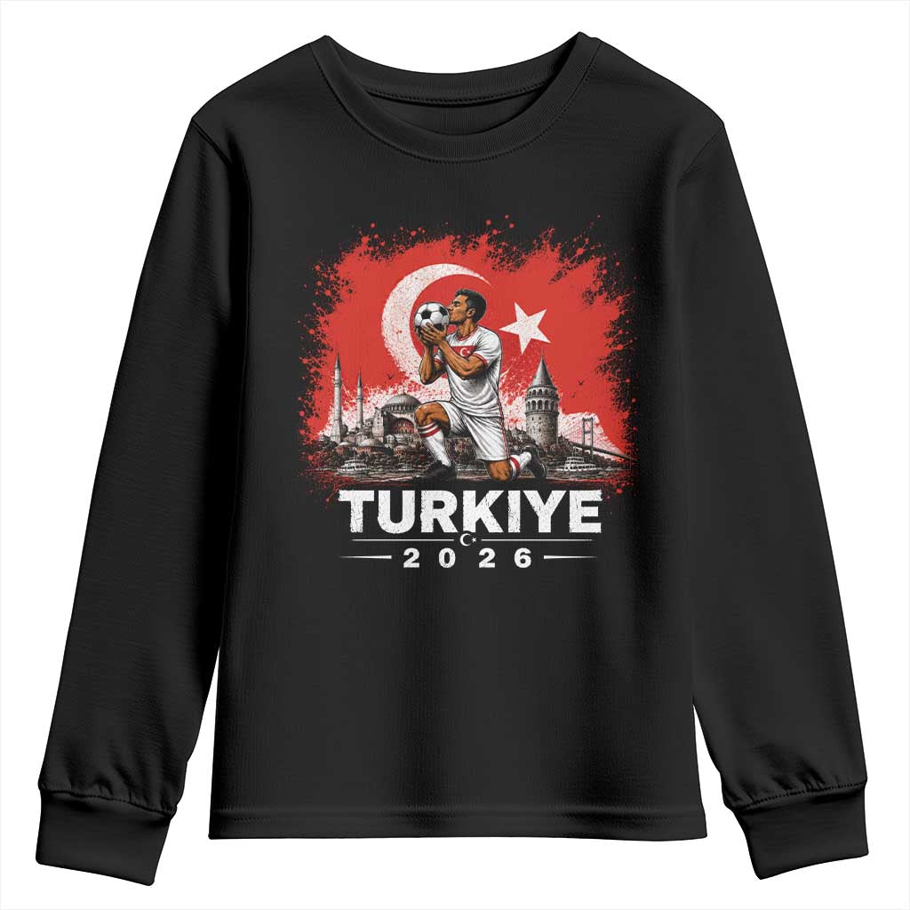 Turkish Soccer 2026 Youth Sweatshirt Turkey Football Fan Vintage Turkish Pride TS10 Black Print Your Wear
