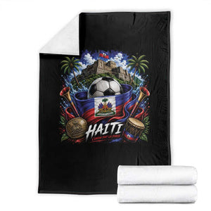 Haiti Soccer 2026 Throw Blanket Haitian Flag Caribbean Football Fan