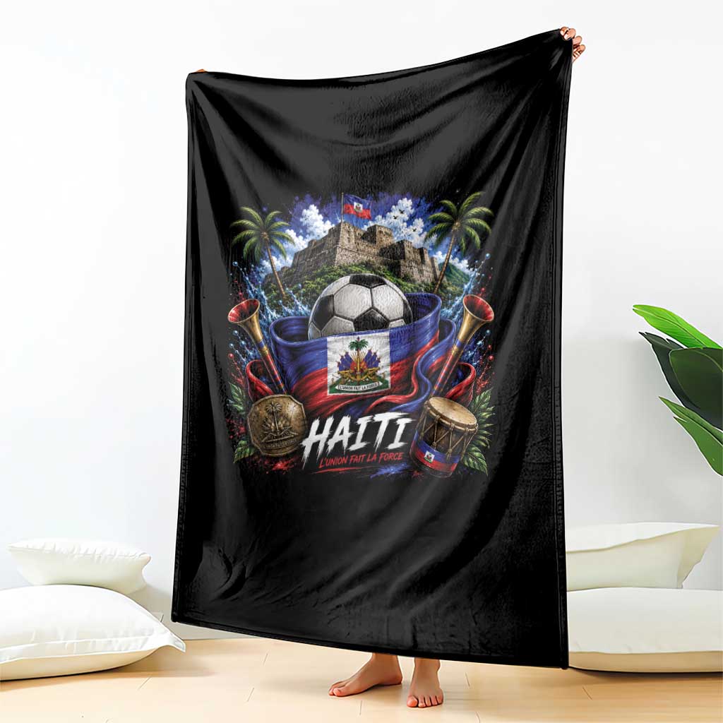 Haiti Soccer 2026 Throw Blanket Haitian Flag Caribbean Football Fan