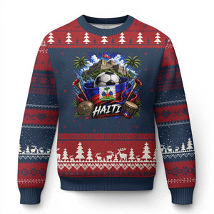 Haiti Soccer 2026 Ugly Christmas Sweater Haitian Flag Caribbean Football Fan