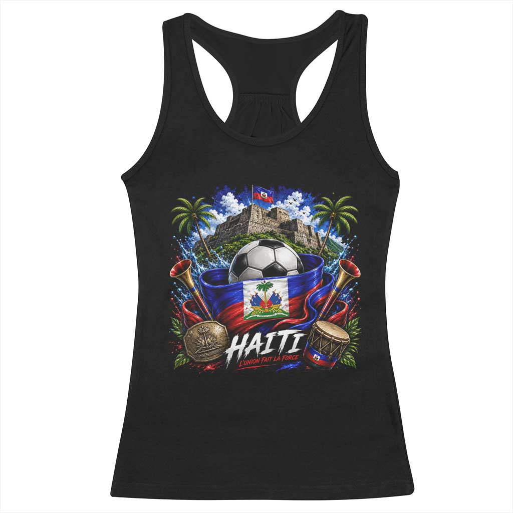 Haiti Soccer 2026 Racerback Tank Top Haitian Flag Caribbean Football Fan TS10 Black Print Your Wear