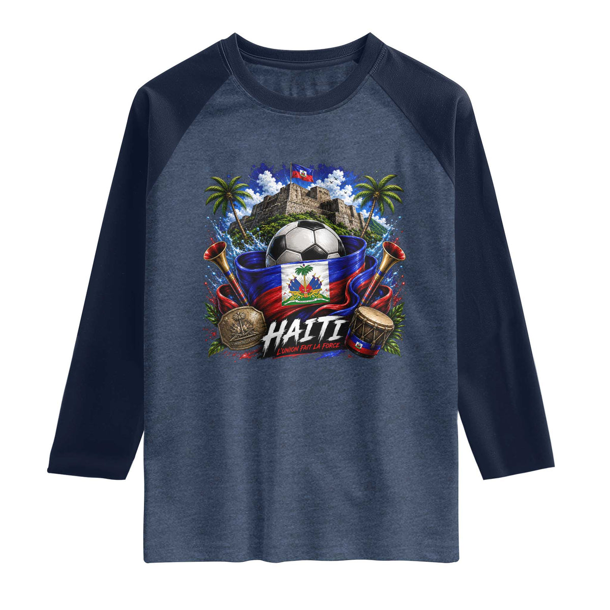 Haiti Soccer 2026 Raglan Shirt Haitian Flag Caribbean Football Fan