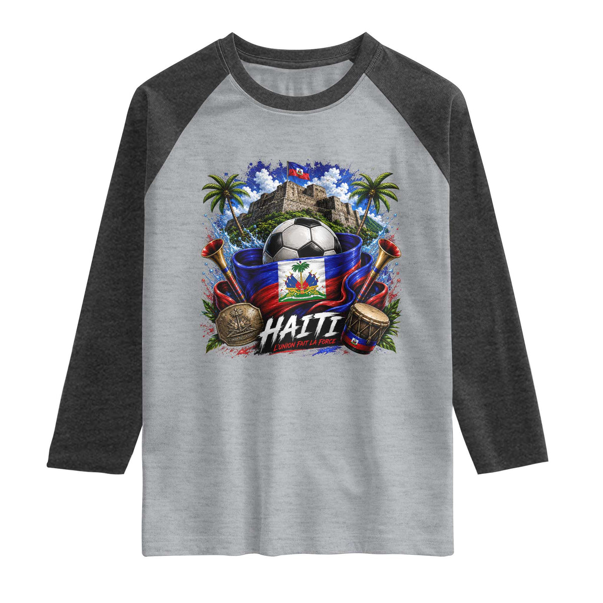 Haiti Soccer 2026 Raglan Shirt Haitian Flag Caribbean Football Fan