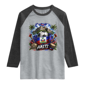 Haiti Soccer 2026 Raglan Shirt Haitian Flag Caribbean Football Fan