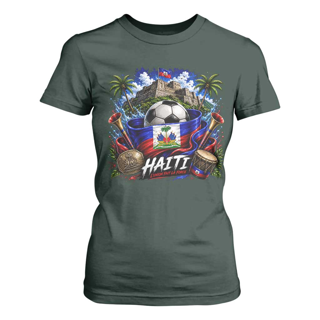 Haiti Soccer 2026 T Shirt For Women Haitian Flag Caribbean Football Fan