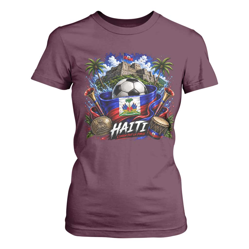 Haiti Soccer 2026 T Shirt For Women Haitian Flag Caribbean Football Fan