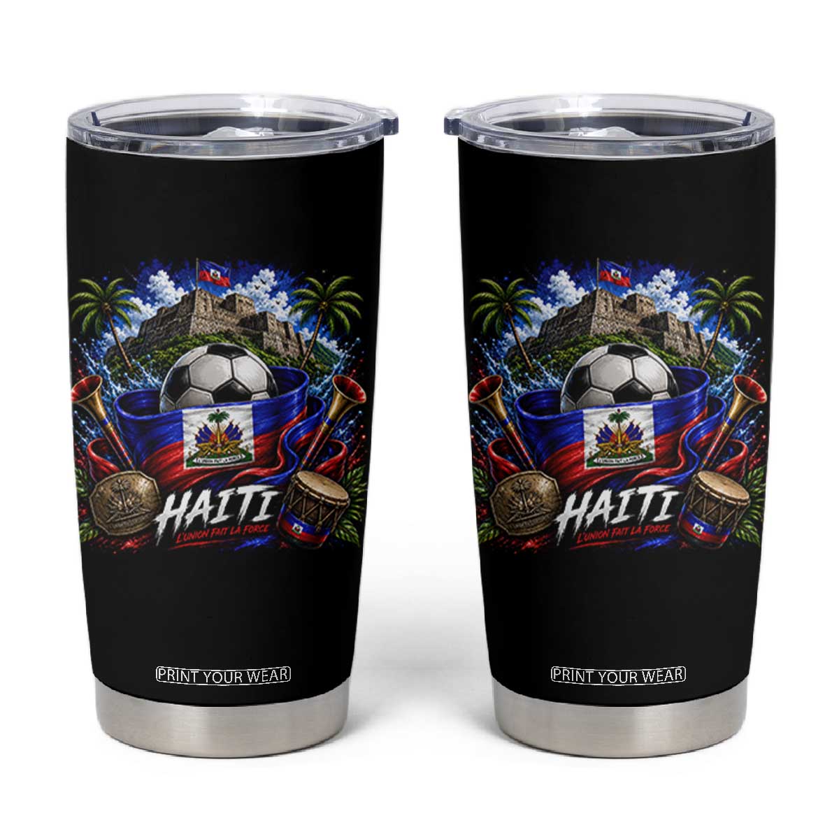 Haiti Soccer 2026 Tumbler Cup Haitian Flag Caribbean Football Fan