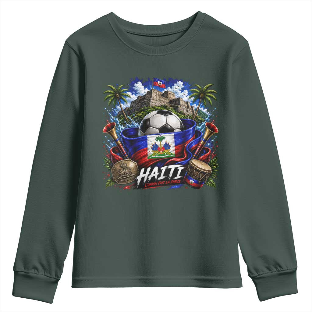 Haiti Soccer 2026 Youth Sweatshirt Haitian Flag Caribbean Football Fan