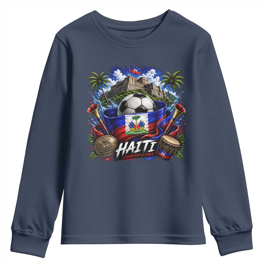 Haiti Soccer 2026 Youth Sweatshirt Haitian Flag Caribbean Football Fan