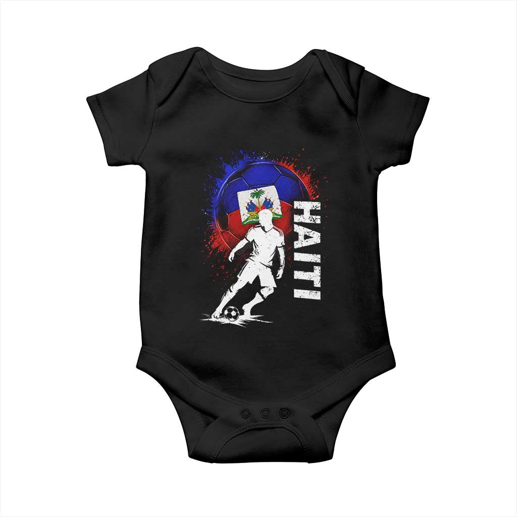 Haiti Soccer Baby Onesie Retro Vintage Watercolors Sport Haitian Flag Football Fan TS10 Black Print Your Wear