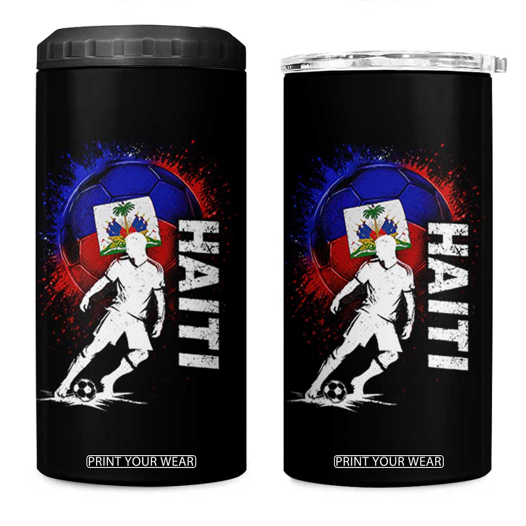 Haiti Soccer 4 in 1 Can Cooler Tumbler Retro Vintage Watercolors Sport Haitian Flag Football Fan TS10 One Size: 16 oz Black Print Your Wear