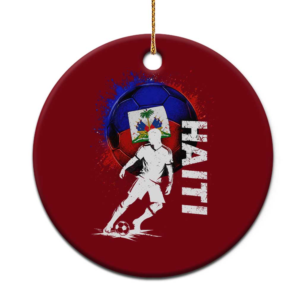 Haiti Soccer Ceramic Ornament Retro Vintage Watercolors Sport Haitian Flag Football Fan TS10 1pc Red Print Your Wear