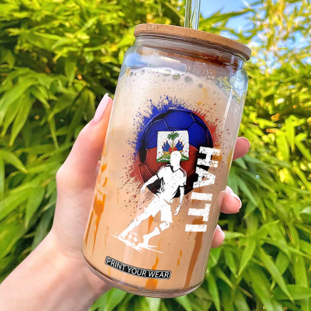 Haiti Soccer Glass Can Retro Vintage Watercolors Sport Haitian Flag Football Fan TS10 Black Print Your Wear
