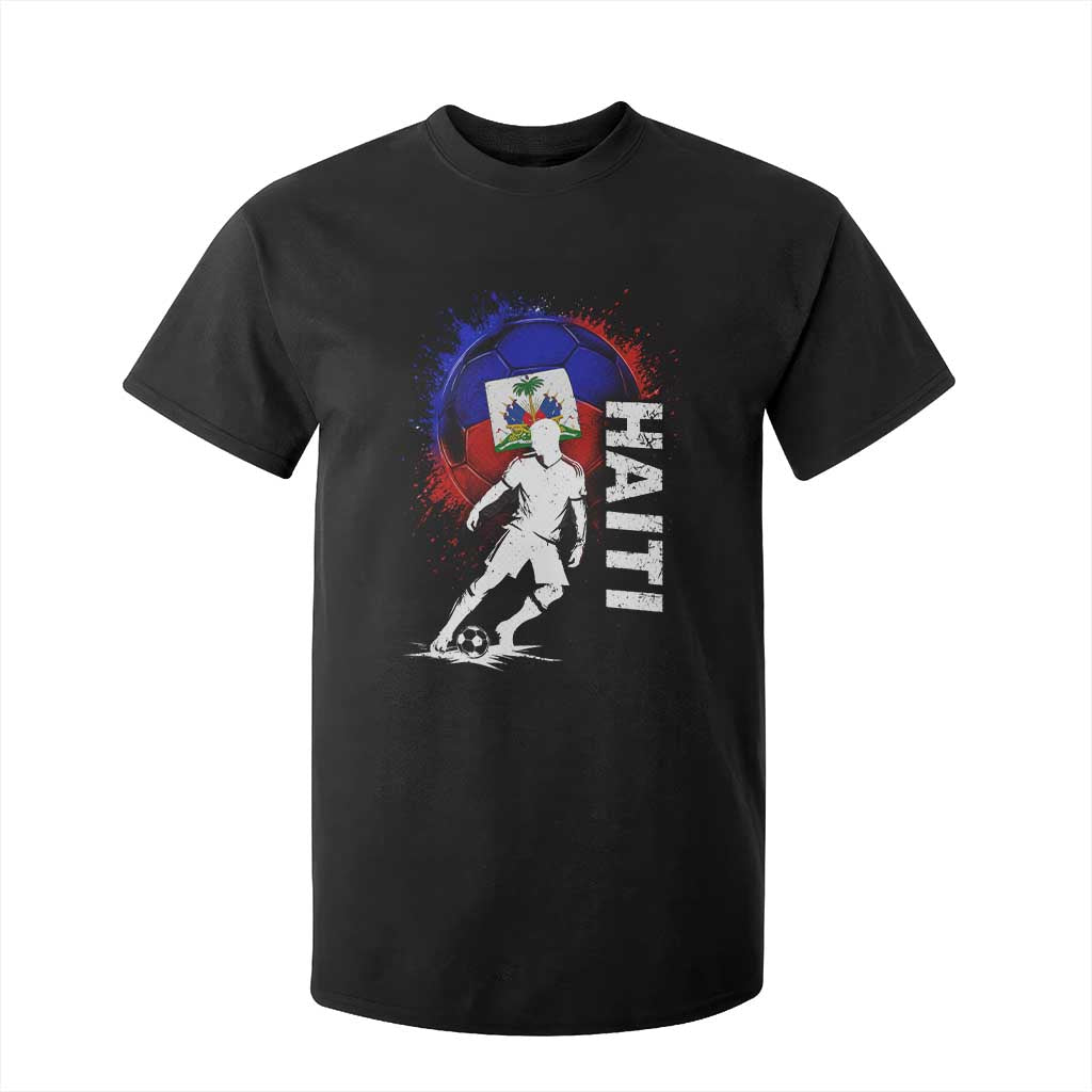 Haiti Soccer T Shirt For Kid Retro Vintage Watercolors Sport Haitian Flag Football Fan