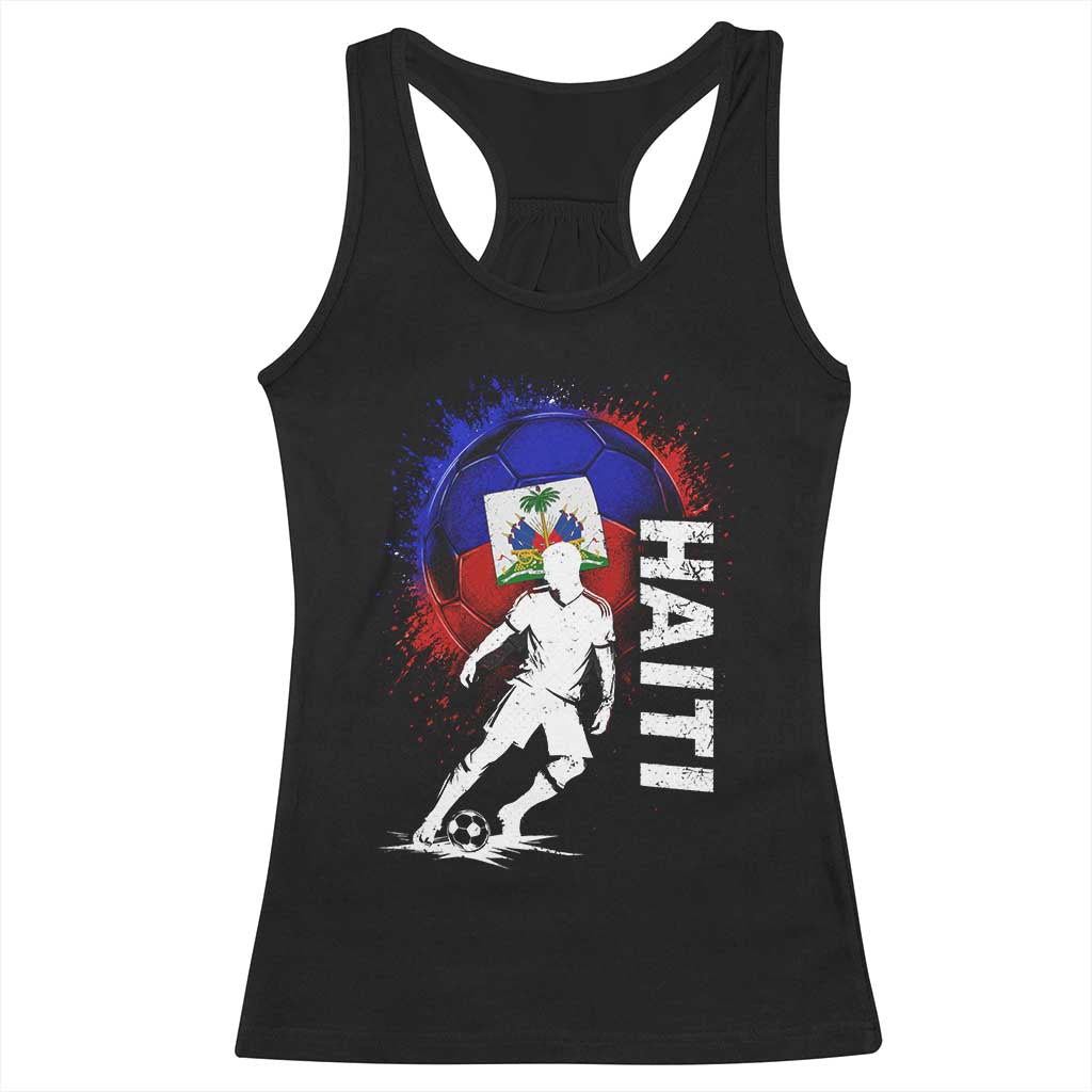 Haiti Soccer Racerback Tank Top Retro Vintage Watercolors Sport Haitian Flag Football Fan TS10 Black Print Your Wear
