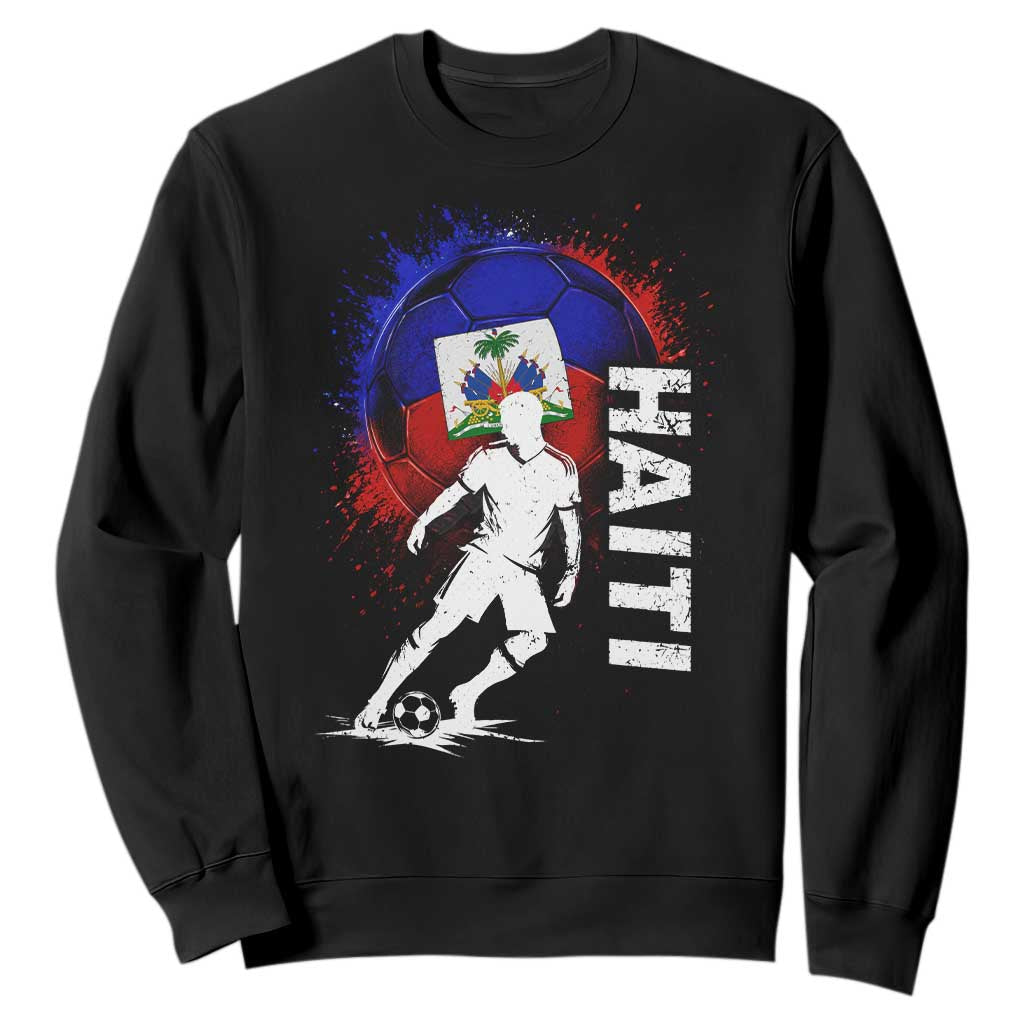 Haiti Soccer Sweatshirt Retro Vintage Watercolors Sport Haitian Flag Football Fan