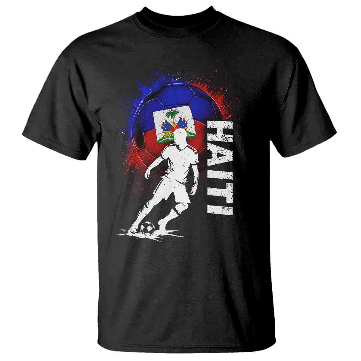 Haiti Soccer T Shirt Retro Vintage Watercolors Sport Haitian Flag Football Fan