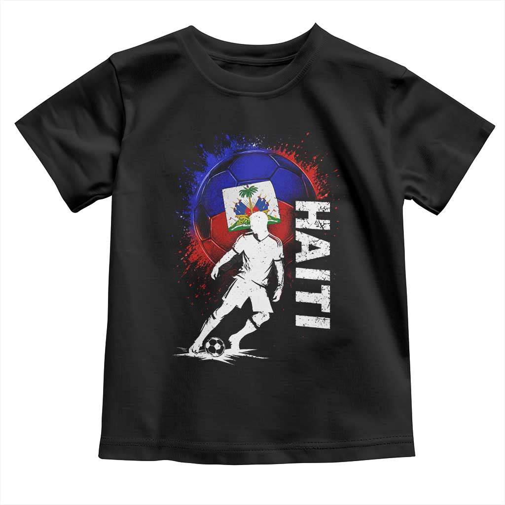 Haiti Soccer Toddler T Shirt Retro Vintage Watercolors Sport Haitian Flag Football Fan