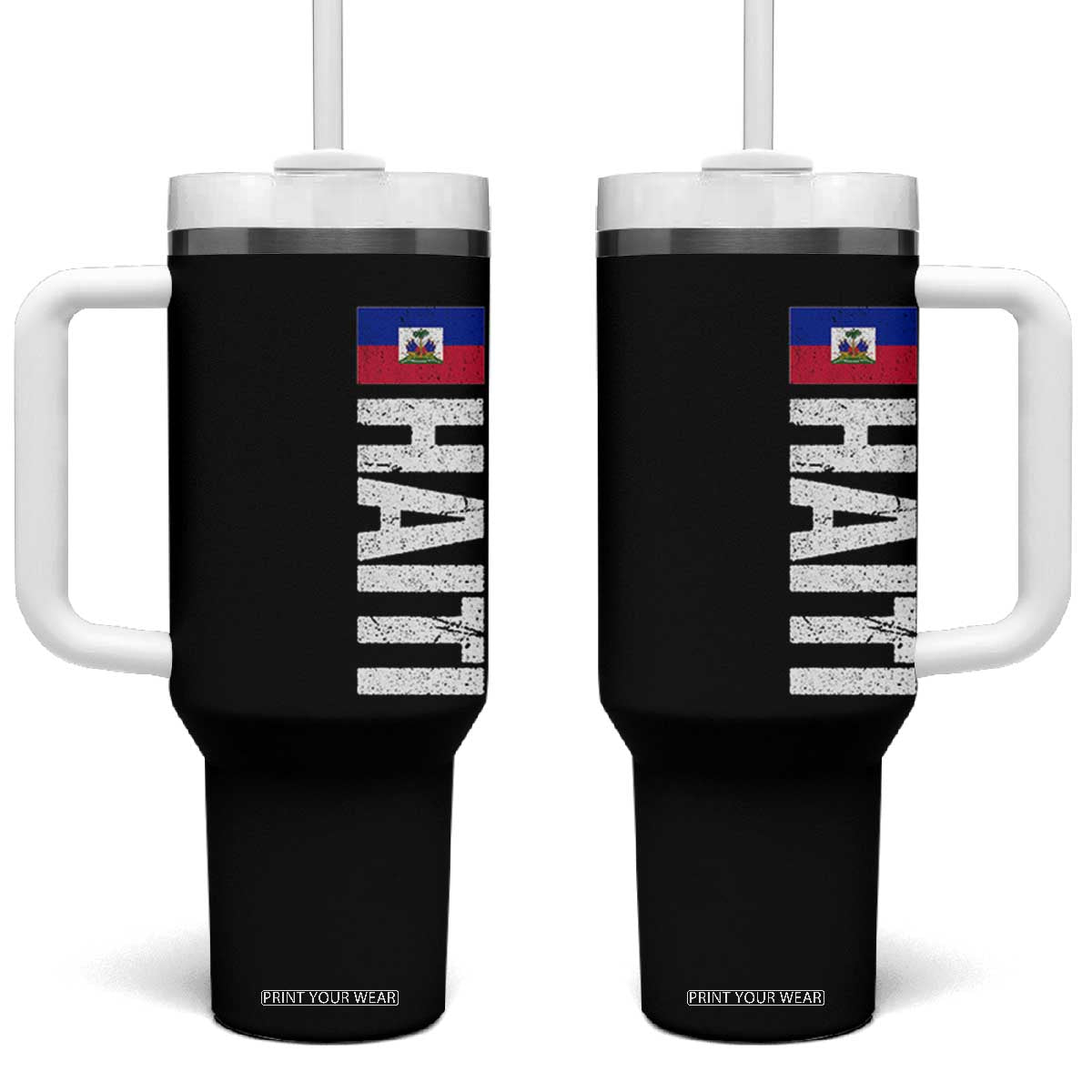 Vintage Haitian Flag Tumbler With Handle Proud Haitienne Haiti Independence 1804 TS10 One Size: 40 oz Black Print Your Wear