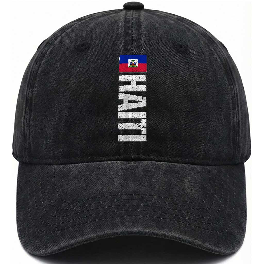 Vintage Haitian Flag Washed Cotton Baseball Cap Proud Haitienne Haiti Independence 1804 TS10 Print Your Wear