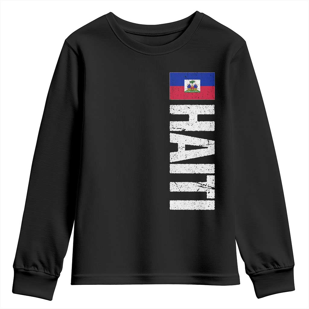 Vintage Haitian Flag Youth Sweatshirt Proud Haitienne Haiti Independence 1804 TS10 Black Print Your Wear