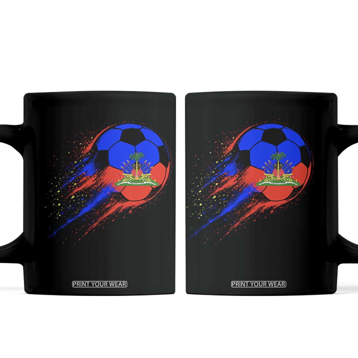 Haiti Soccer Ball Coffee Mug Retro Vintage Watercolors Sport Haitian Flag Ayiti Pride TS10 Black Print Your Wear