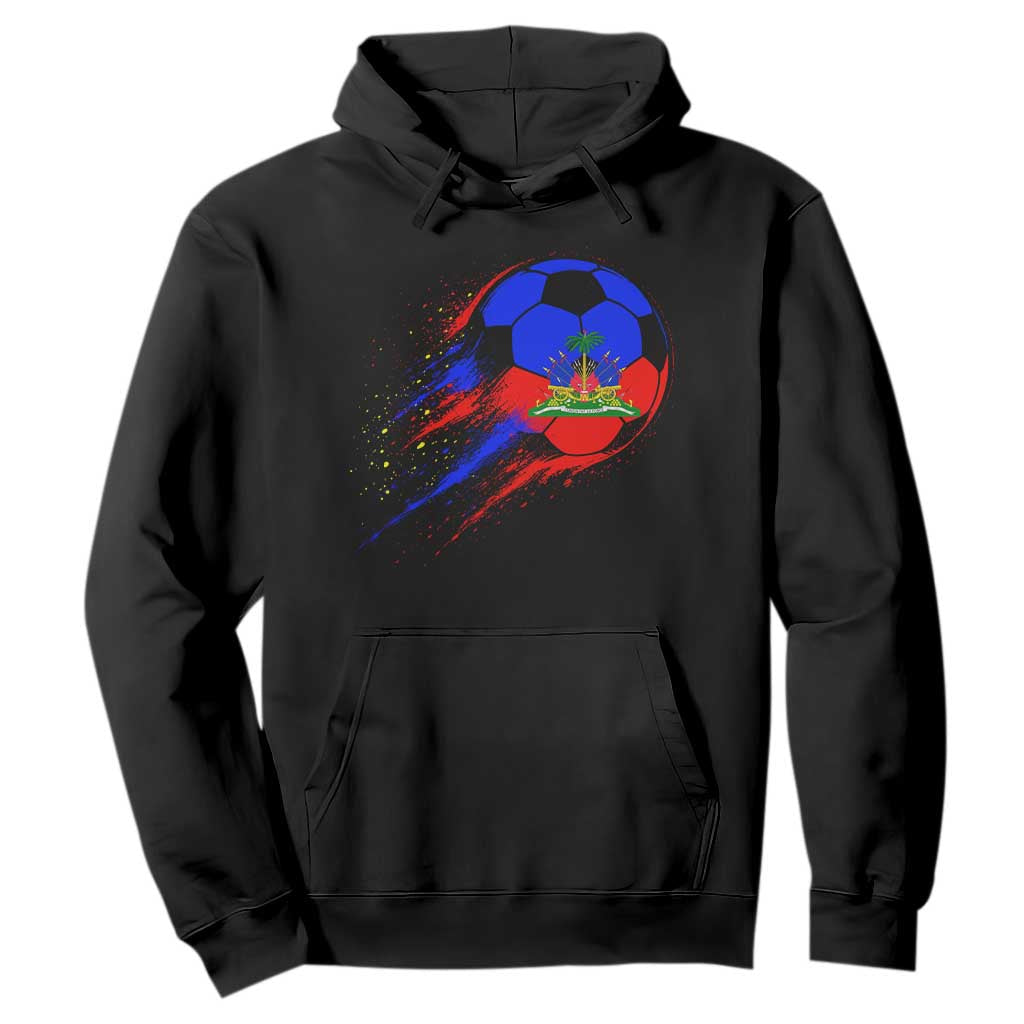 Haiti Soccer Ball Hoodie Retro Vintage Watercolors Sport Haitian Flag Ayiti Pride TS10 Black Print Your Wear