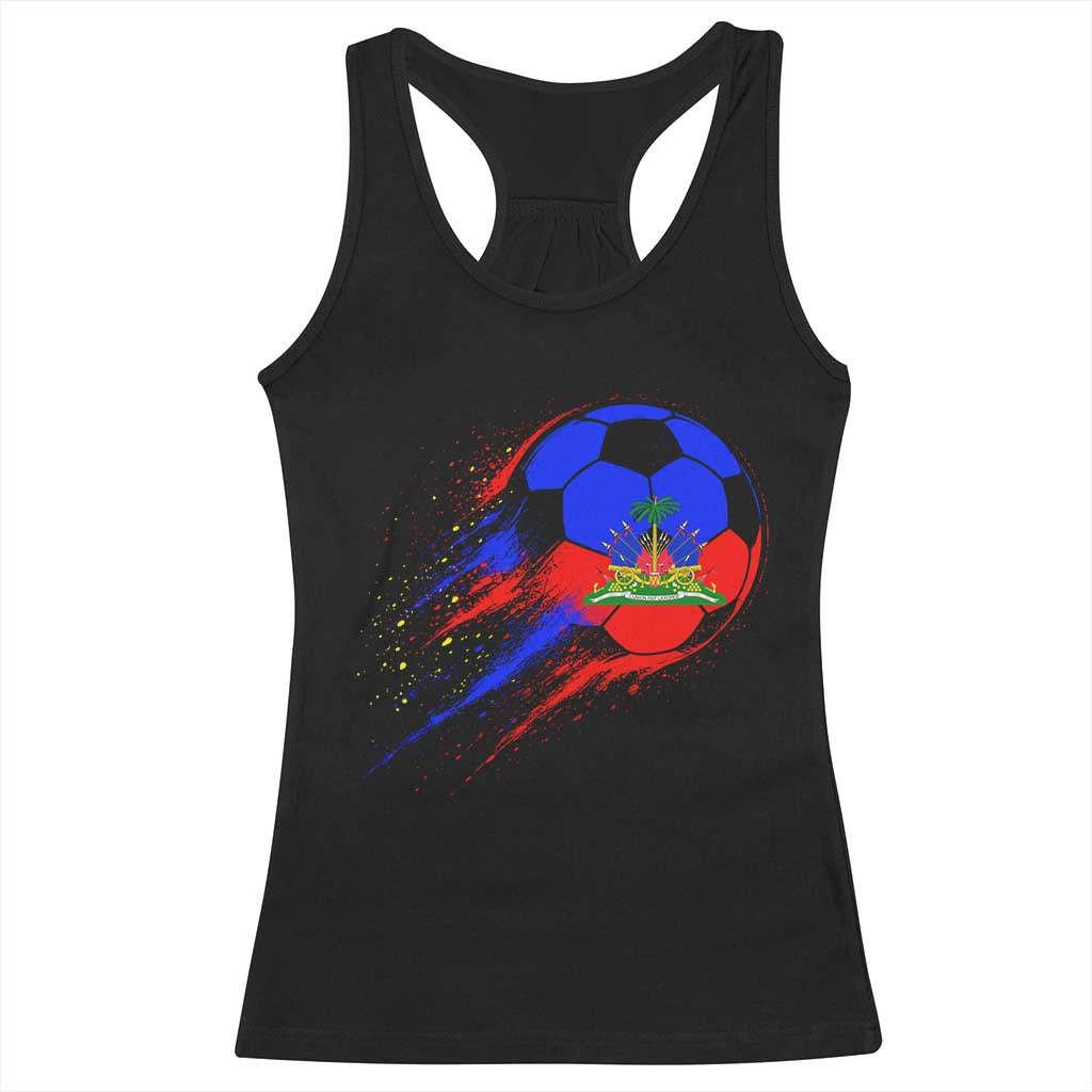 Haiti Soccer Ball Racerback Tank Top Retro Vintage Watercolors Sport Haitian Flag Ayiti Pride TS10 Black Print Your Wear