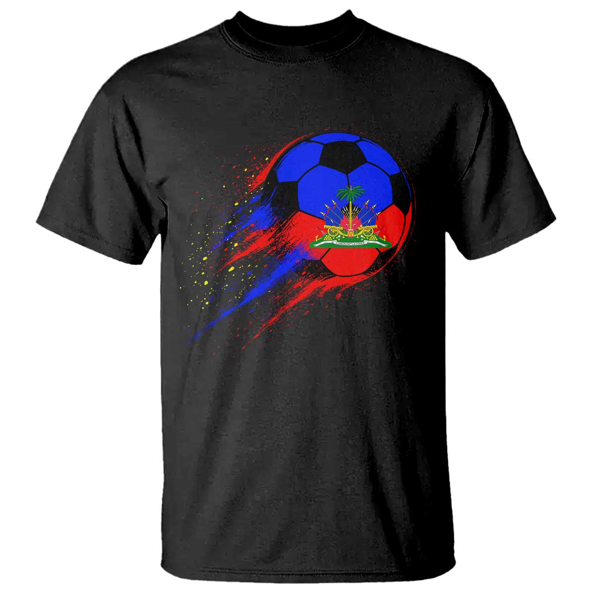 Haiti Soccer Ball T Shirt Retro Vintage Watercolors Sport Haitian Flag Ayiti Pride TS10 Black Print Your Wear