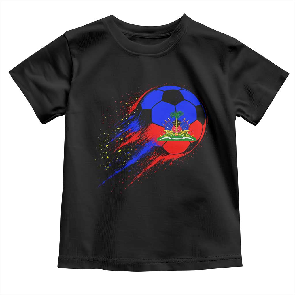 Haiti Soccer Ball Toddler T Shirt Retro Vintage Watercolors Sport Haitian Flag Ayiti Pride TS10 Black Print Your Wear