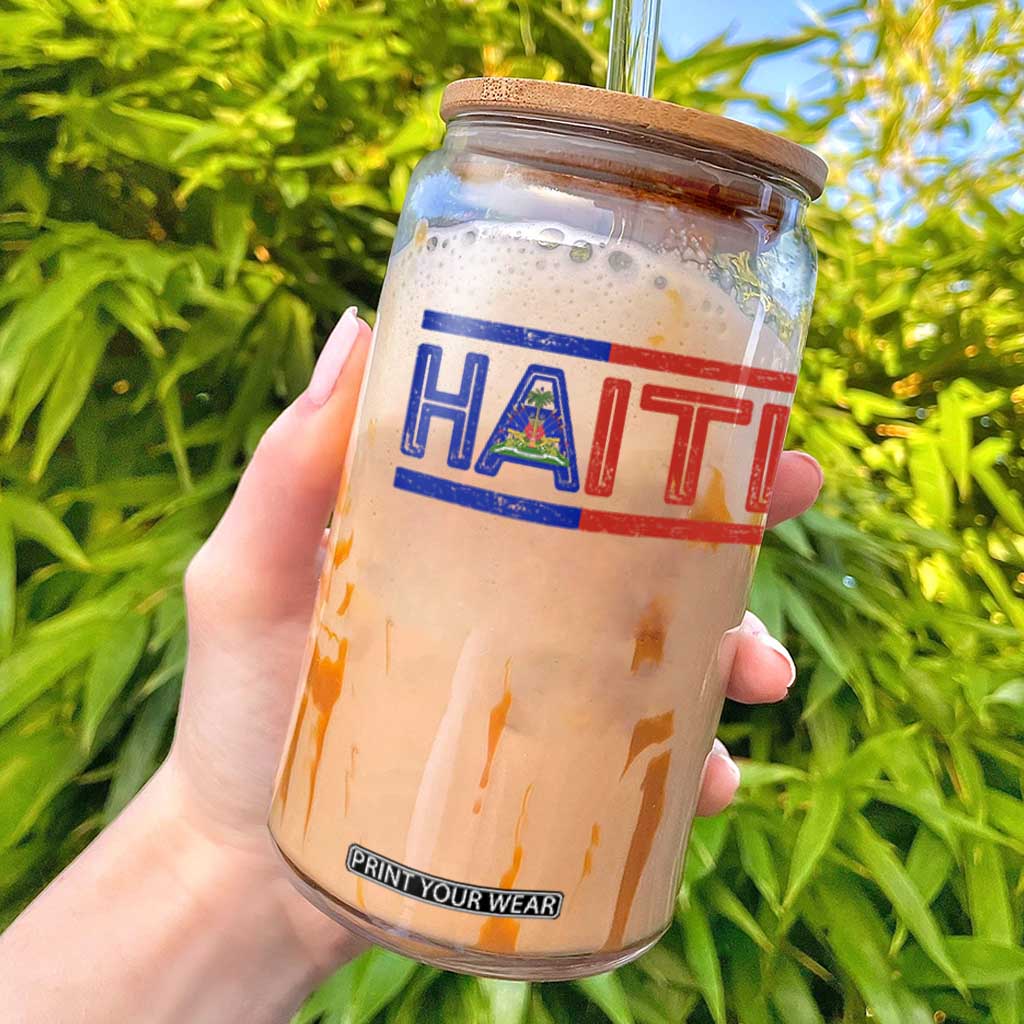 Haiti Flag Glass Can Vintage Haitian Pride Ayiti Roots