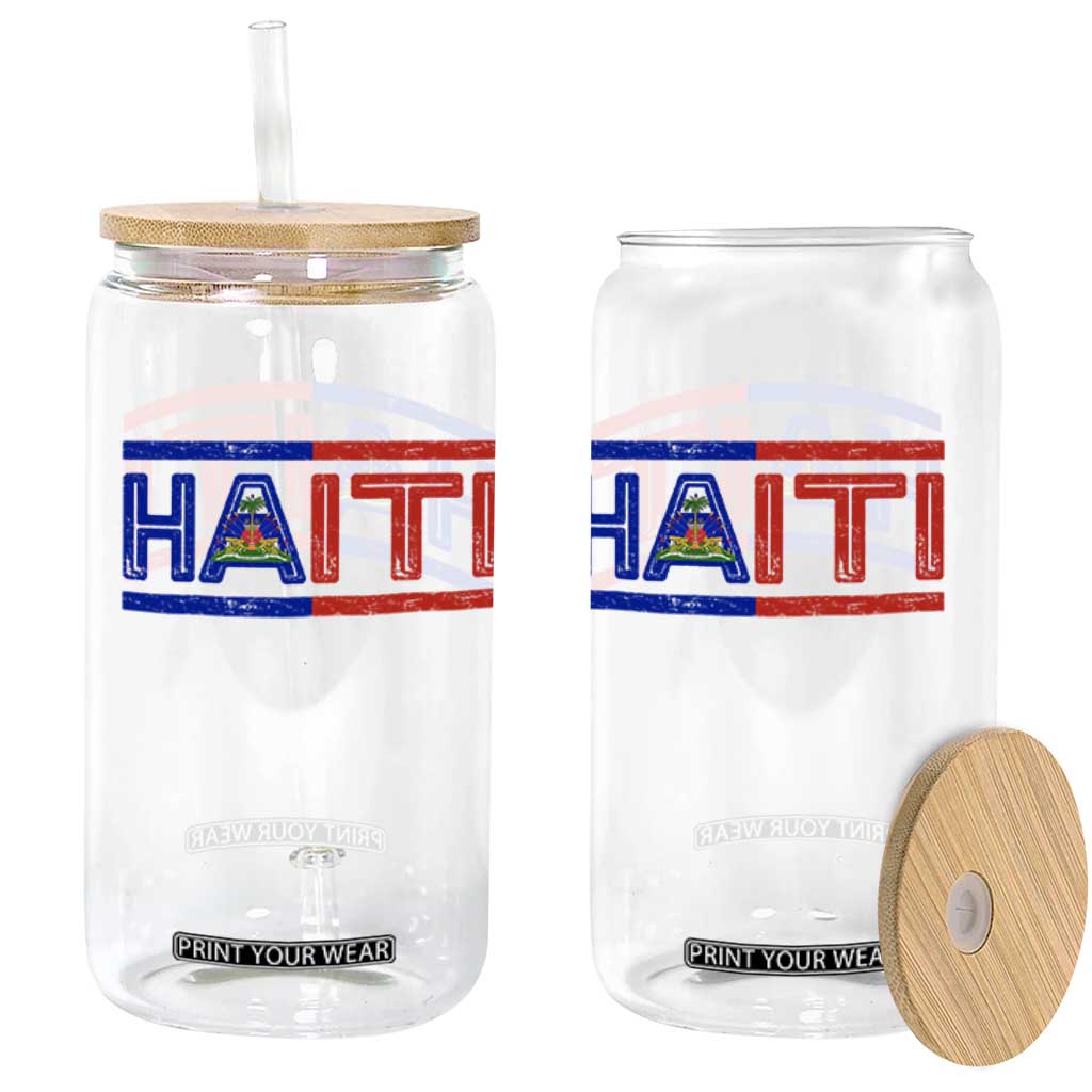 Haiti Flag Glass Can Vintage Haitian Pride Ayiti Roots