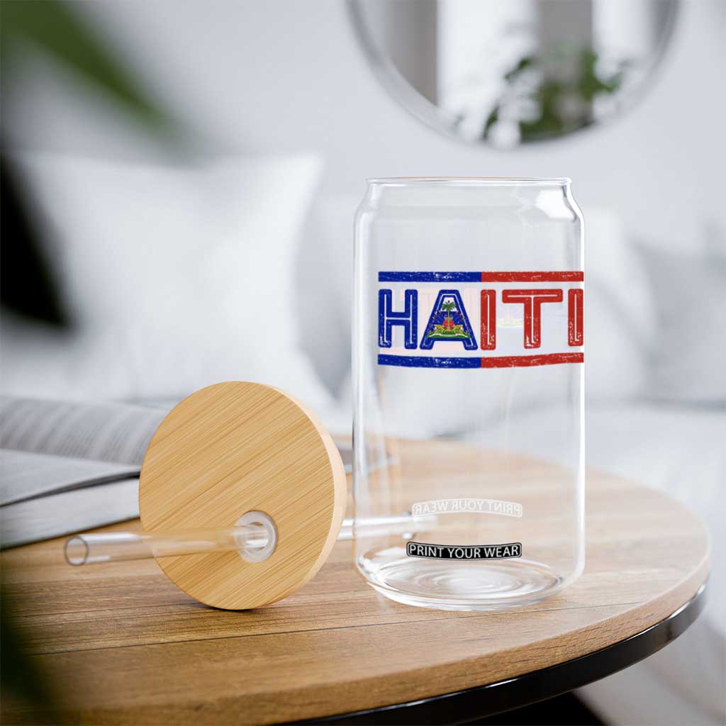 Haiti Flag Glass Can Vintage Haitian Pride Ayiti Roots