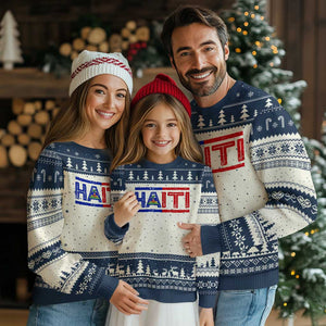 Haiti Flag Ugly Christmas Sweater Vintage Haitian Pride Ayiti Roots