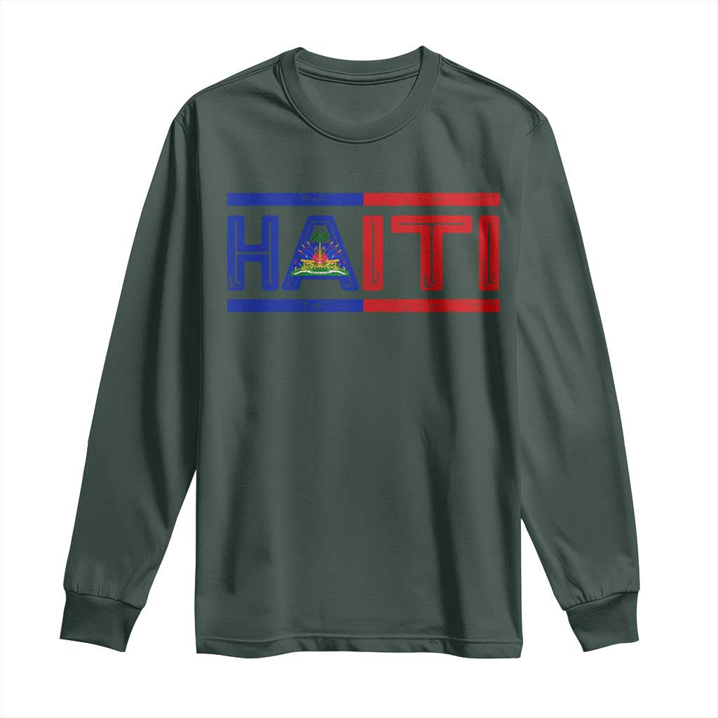 Haiti Flag Long Sleeve Shirt Vintage Haitian Pride Ayiti Roots