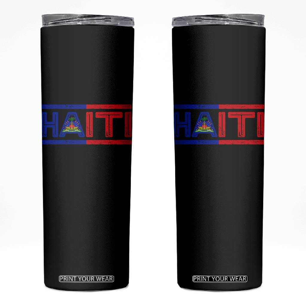 Haiti Flag Skinny Tumbler Vintage Haitian Pride Ayiti Roots