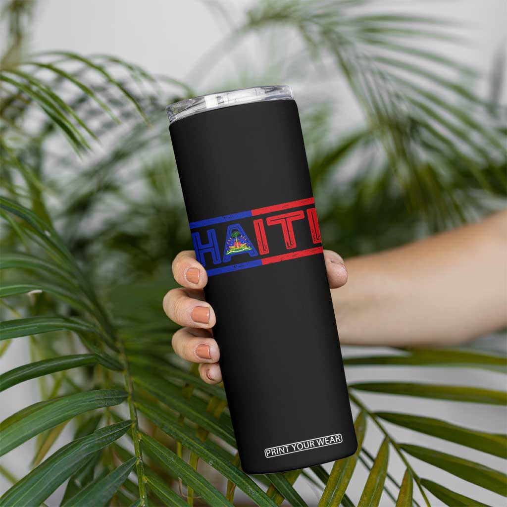 Haiti Flag Skinny Tumbler Vintage Haitian Pride Ayiti Roots