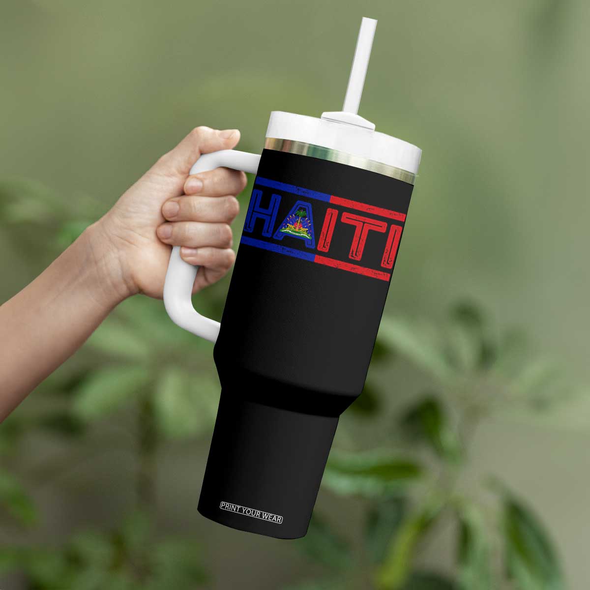 Haiti Flag Tumbler With Handle Vintage Haitian Pride Ayiti Roots