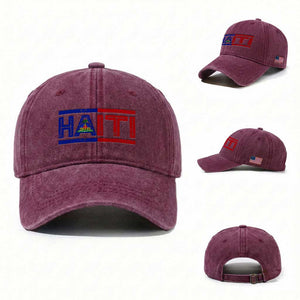 Haiti Flag Washed Cotton Baseball Cap Vintage Haitian Pride Ayiti Roots