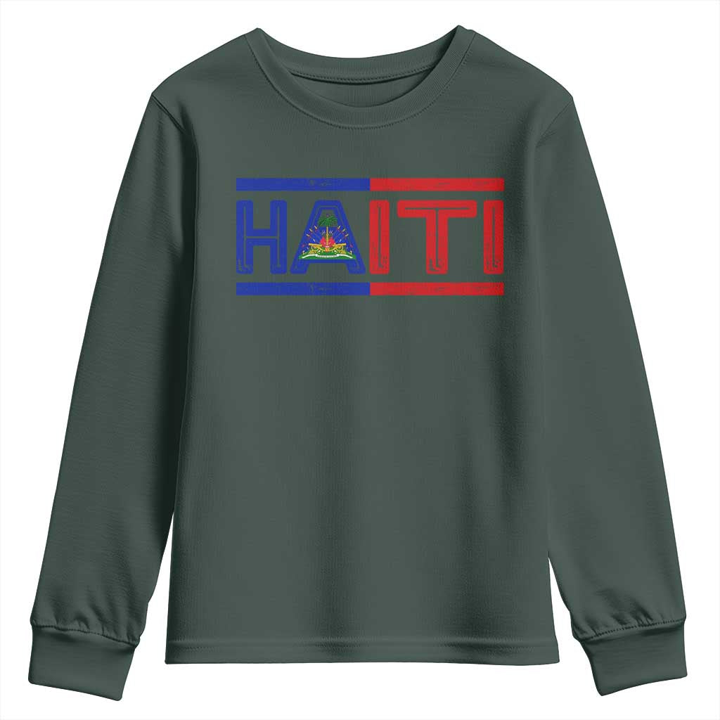 Haiti Flag Youth Sweatshirt Vintage Haitian Pride Ayiti Roots