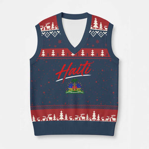 Retro Haiti V-Neck Knit Sweater Vest Haitian Gift Ayiti Roots
