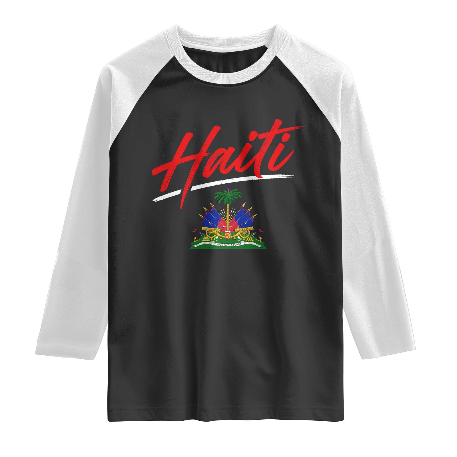 Retro Haiti Raglan Shirt Haitian Gift Ayiti Roots TS10 Black White Print Your Wear