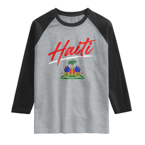 Retro Haiti Raglan Shirt Haitian Gift Ayiti Roots