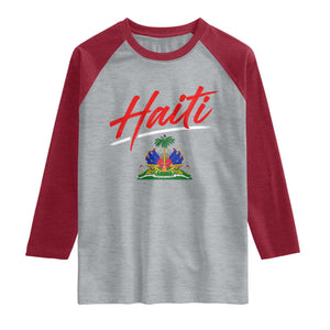 Retro Haiti Raglan Shirt Haitian Gift Ayiti Roots