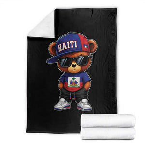 Cute Haiti Throw Blanket Hip Hop Teddy Bear Haitian Flag Ayiti Roots