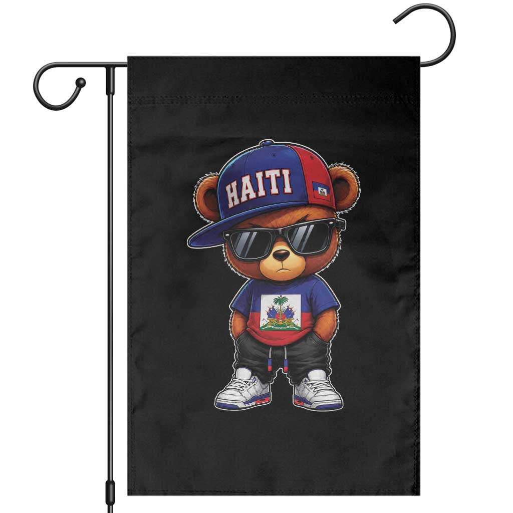 Cute Haiti Garden Flag Hip Hop Teddy Bear Haitian Flag Ayiti Roots