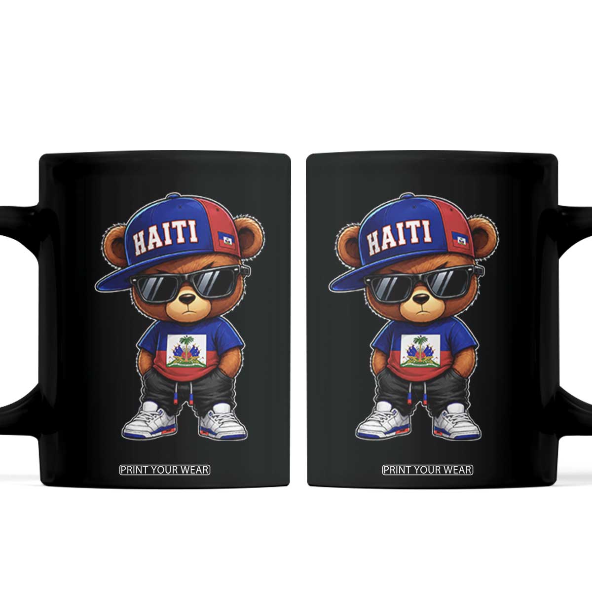 Cute Haiti Coffee Mug Hip Hop Teddy Bear Haitian Flag Ayiti Roots TS10 Black Print Your Wear
