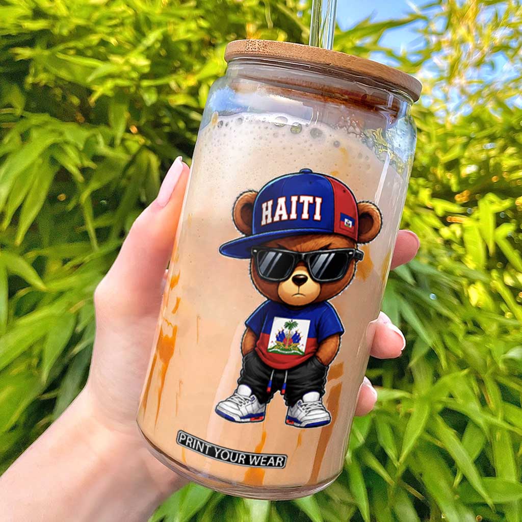 Cute Haiti Glass Can Hip Hop Teddy Bear Haitian Flag Ayiti Roots TS10 Black Print Your Wear
