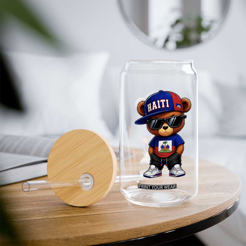 Cute Haiti Glass Can Hip Hop Teddy Bear Haitian Flag Ayiti Roots