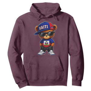 Cute Haiti Hoodie Hip Hop Teddy Bear Haitian Flag Ayiti Roots